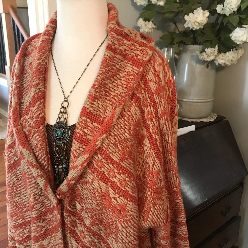 Rusty Burnt Orange Cream Oversized Soft Sweater